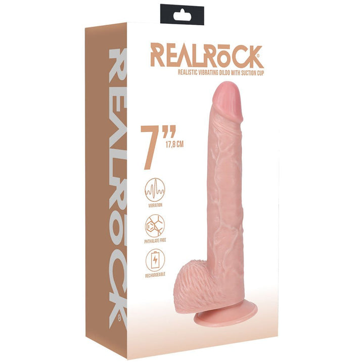 RealRock 7 Inch Vibrating Cock + Balls - Flesh