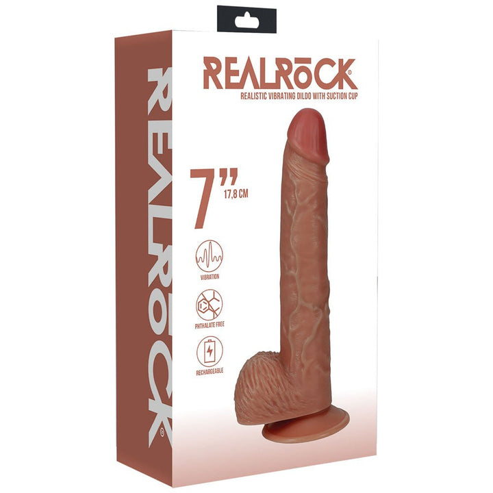 RealRock 7 Inch Vibrating Cock + Balls - Tan