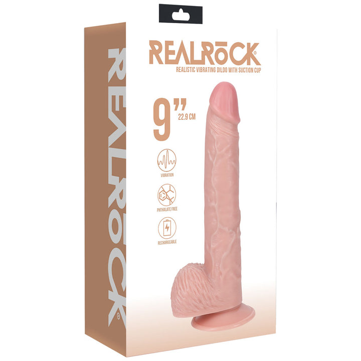 RealRock 9 Inch Vibrating Cock + Balls - Flesh