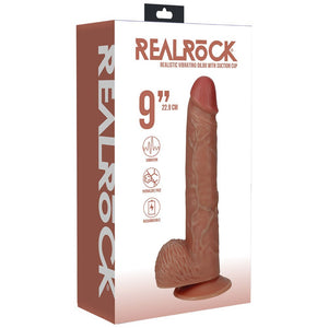RealRock 9 Inch Vibrating Cock + Balls - Tan