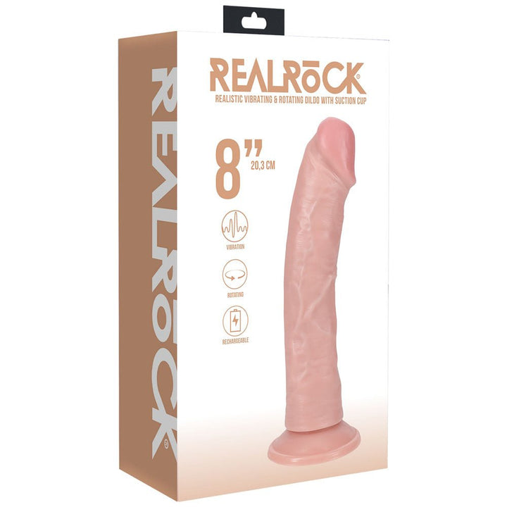 RealRock 8 Inch Curved Vibrating + Rotating Cock - Flesh