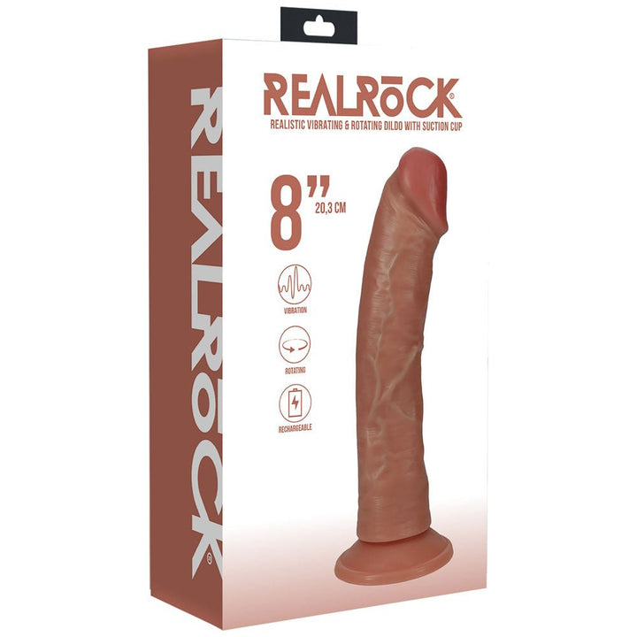 RealRock 8 Inch Curved Vibrating + Rotating Cock - Tan