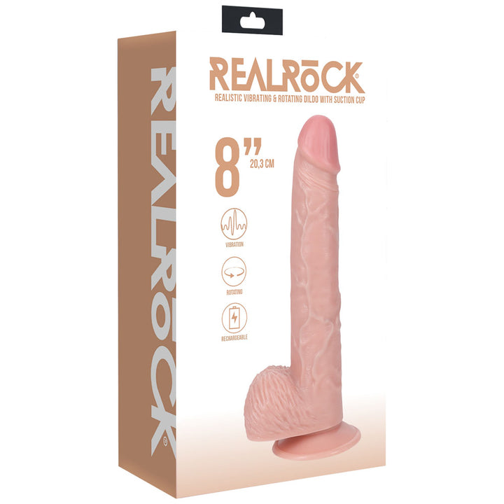 RealRock 8 Inch Vibrating + Rotating Cock + Balls - Flesh