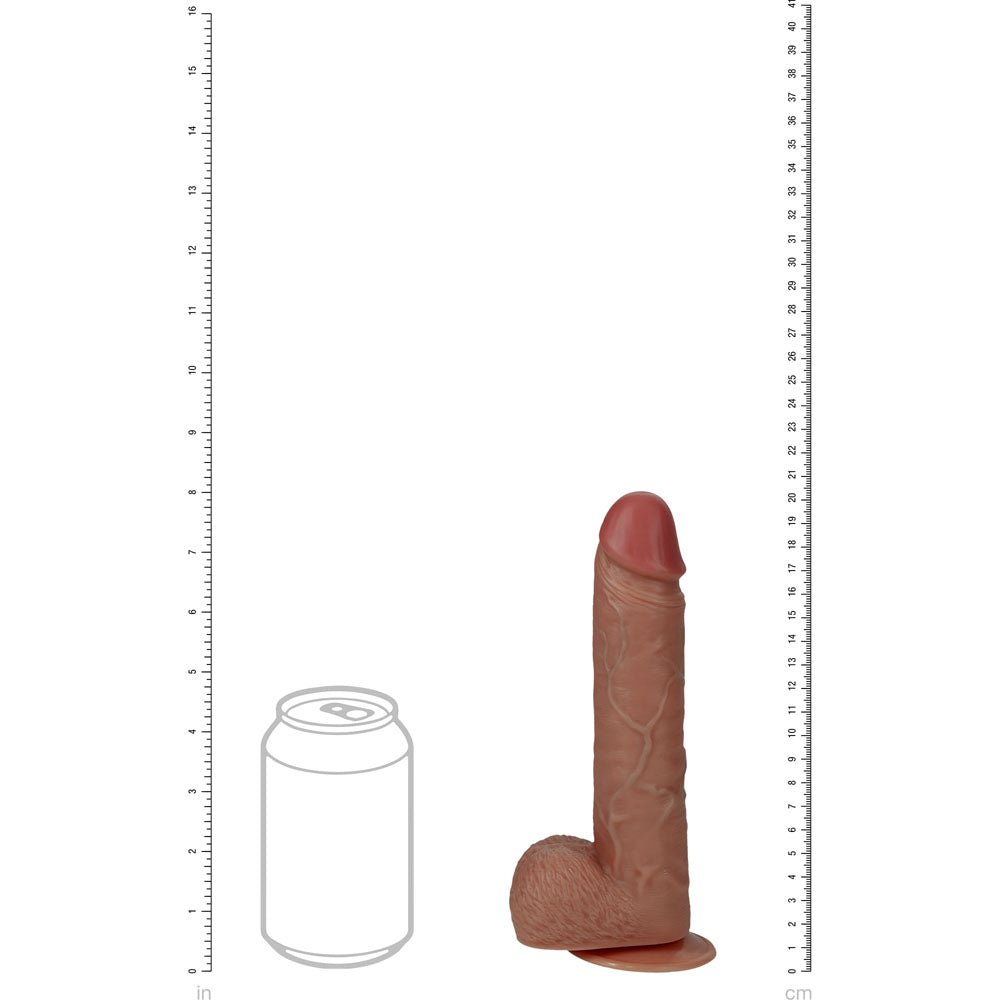 RealRock 8 Inch Vibrating + Rotating Cock + Balls - Tan