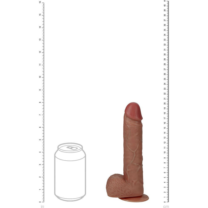 RealRock 8 Inch Vibrating + Rotating Cock + Balls - Tan