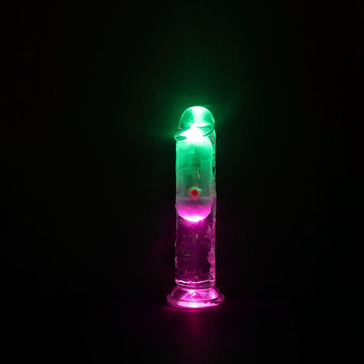 RealRock 6 Inch No Balls LED Vibrating Dong with Remote - Clear