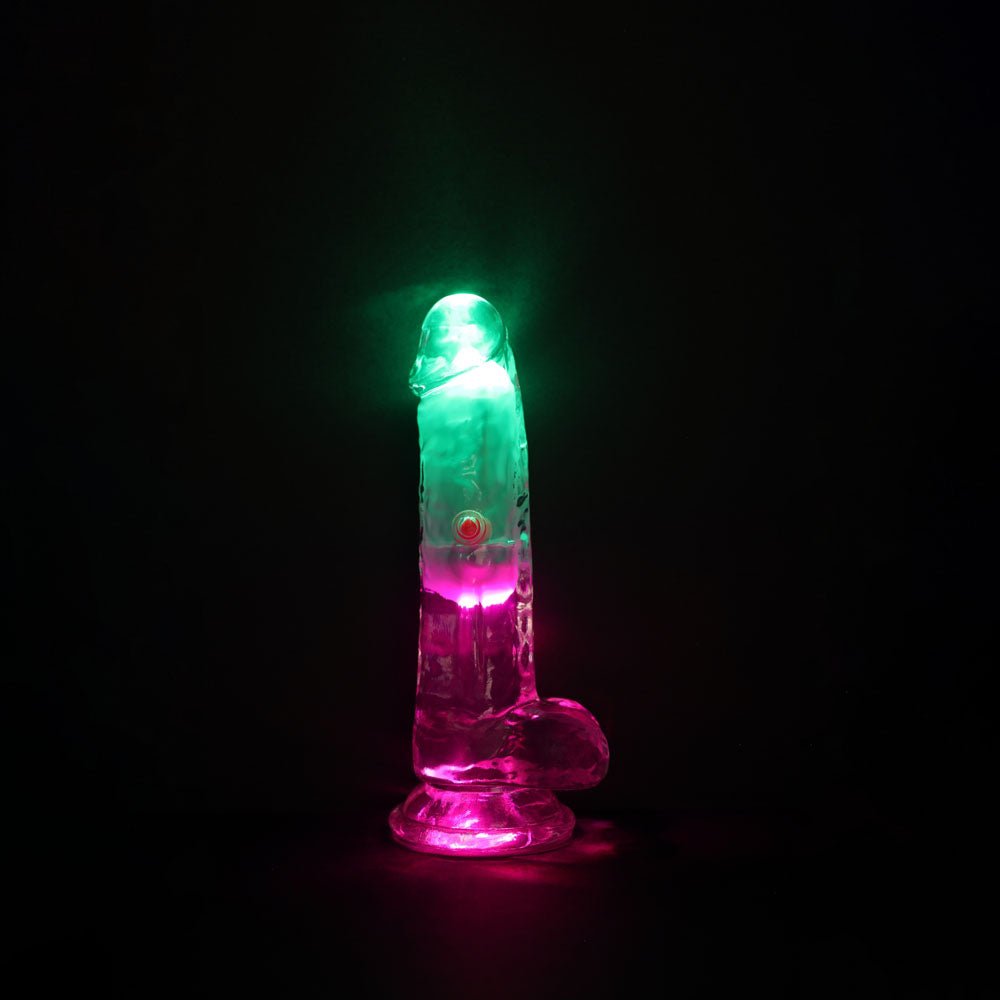 RealRock 6 Inch with Balls LED Vibrating Dong with Remote - Clear