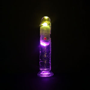 RealRock 7 Inch No Balls LED Vibrating Dong with Remote - Clear