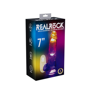 RealRock 7 Inch with Balls LED Vibrating Dong with Remote - Clear