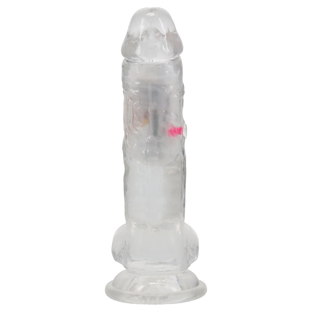 RealRock 7 Inch with Balls LED Vibrating Dong with Remote - Clear