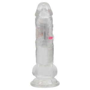 RealRock 7 Inch with Balls LED Vibrating Dong with Remote - Clear