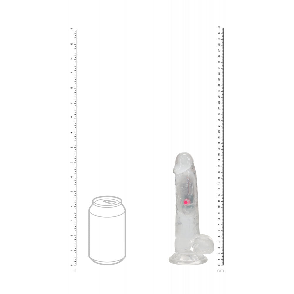 RealRock 7 Inch with Balls LED Vibrating Dong with Remote - Clear