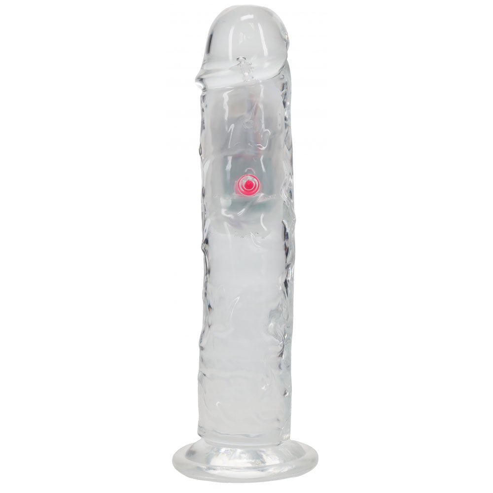 RealRock 8 Inch No Balls LED Vibrating Dong with Remote - Clear