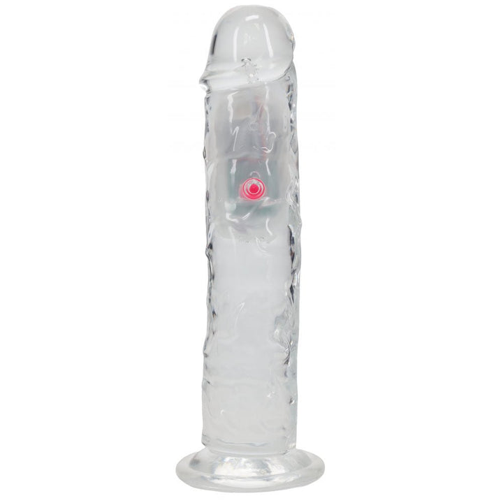 RealRock 8 Inch No Balls LED Vibrating Dong with Remote - Clear