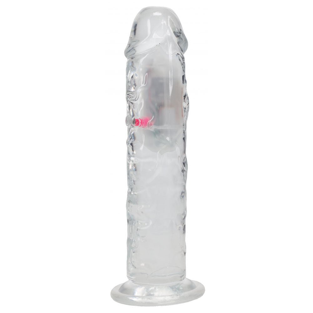 RealRock 8 Inch No Balls LED Vibrating Dong with Remote - Clear