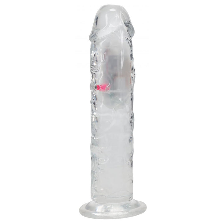 RealRock 8 Inch No Balls LED Vibrating Dong with Remote - Clear