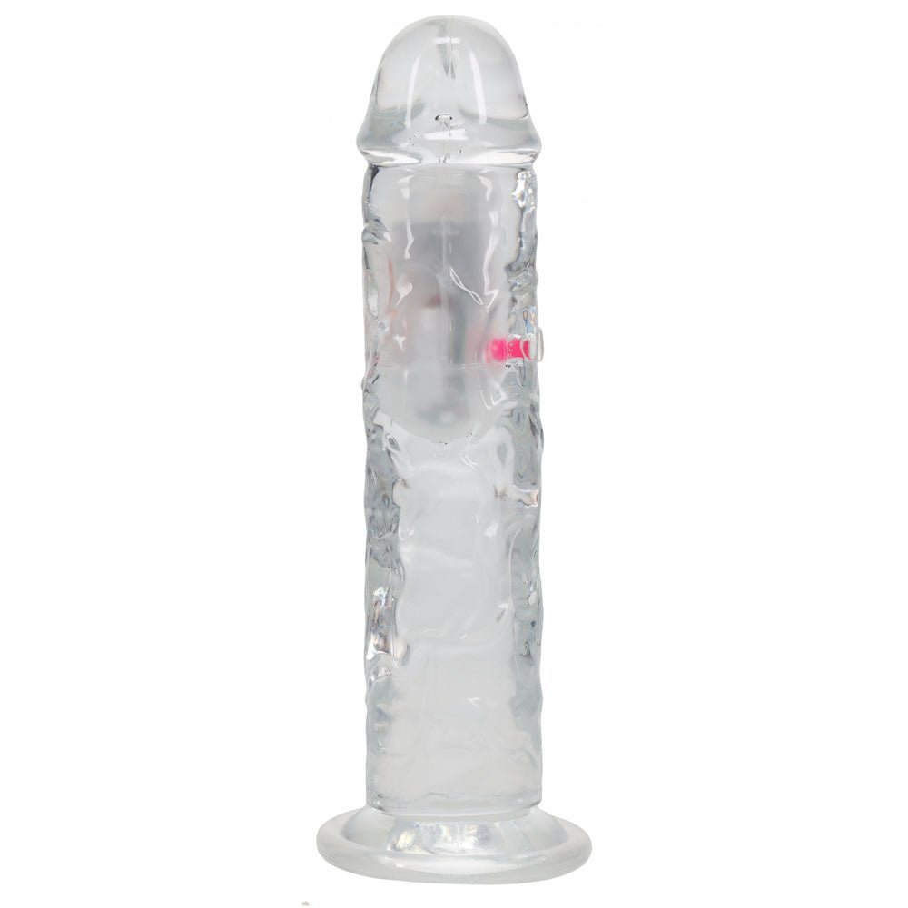 RealRock 8 Inch No Balls LED Vibrating Dong with Remote - Clear