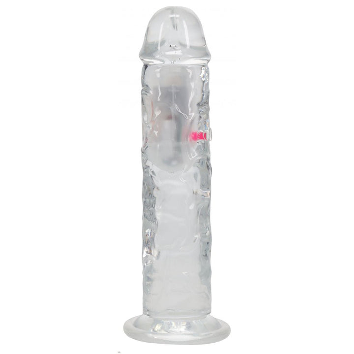 RealRock 8 Inch No Balls LED Vibrating Dong with Remote - Clear