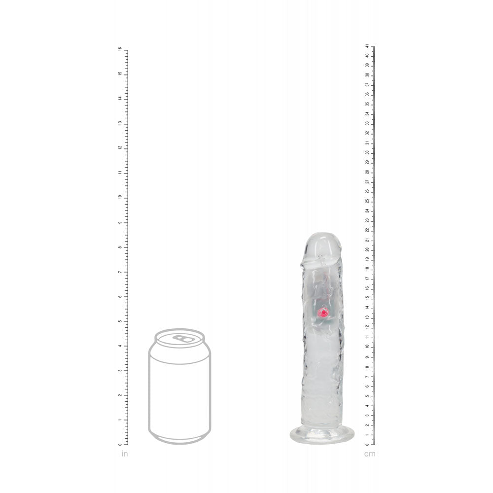 RealRock 8 Inch No Balls LED Vibrating Dong with Remote - Clear