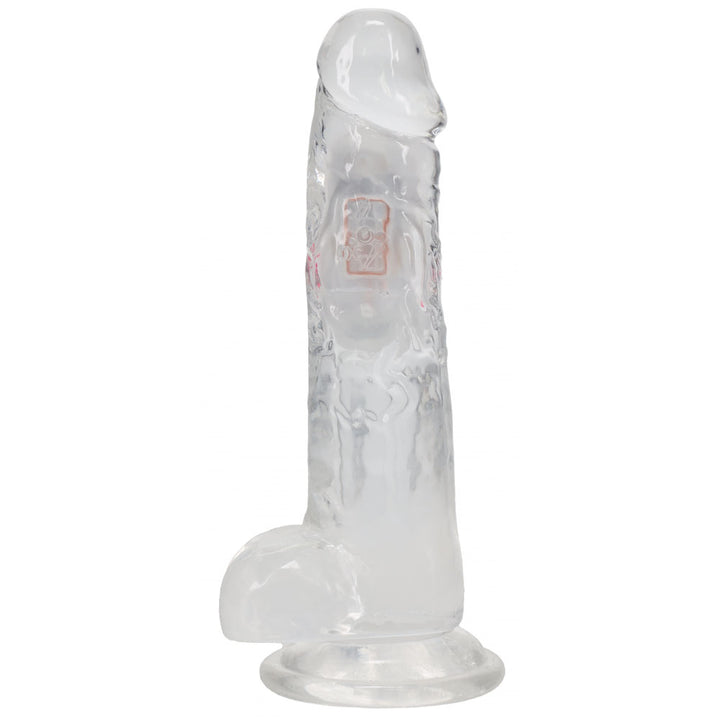 RealRock 8 Inch with Balls LED Vibrating Dong with Remote - Clear