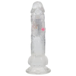 RealRock 8 Inch with Balls LED Vibrating Dong with Remote - Clear