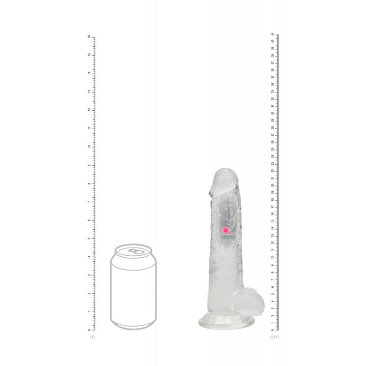 RealRock 8 Inch with Balls LED Vibrating Dong with Remote - Clear
