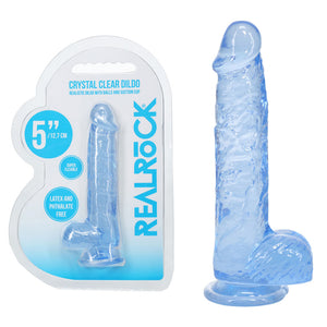 Realrock 5 Inch Crystal Clear Dildo with Balls - Blue