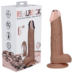 RealRock Metal Head 6 Inch Rechargeable Vibrating Dildo with Remote - Tan