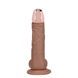 RealRock Metal Head 7 Inch Rechargeable Vibrating Dildo with Remote - Tan