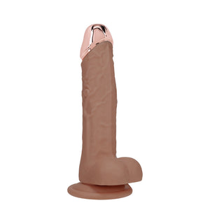 RealRock Metal Head 7 Inch Rechargeable Vibrating Dildo with Remote - Tan