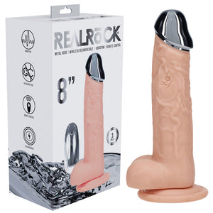 RealRock 8 Inch Vibrating Dildo with Metal Head & Remote