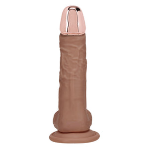 RealRock Metal Head 8 Inch Rechargeable Vibrating Dildo with Remote - Tan