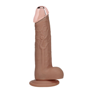 RealRock Metal Head 8 Inch Rechargeable Vibrating Dildo with Remote - Tan
