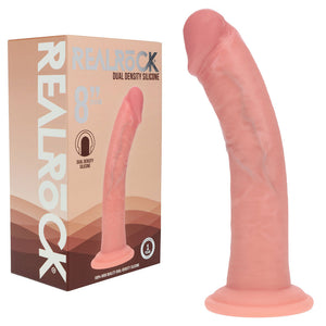 RealRock Dual Density Silicone 8 Inch Curved Dildo - Flesh
