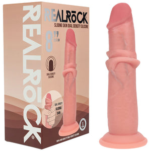 RealRock Dual Density 8 Inch Sliding Skin Silicone Dildo - Flesh