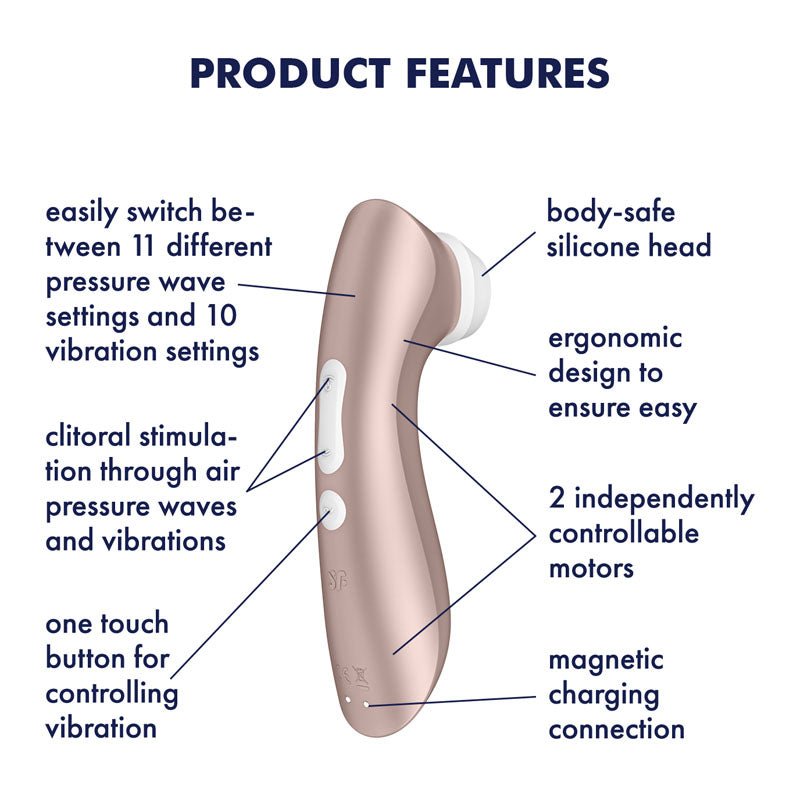 Satisfyer Pro 2+ Touch Free - Clitoral Stimulator With Vibration - Rose Gold