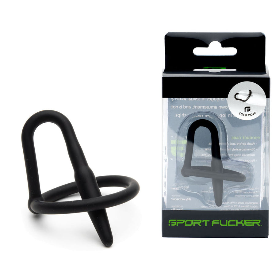 Sport Fucker Cock Plug with Urethral Sound - Black