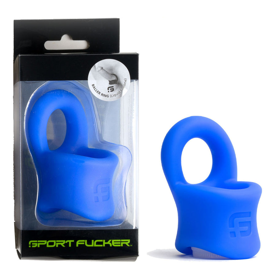 Sport Fucker Baller Cock Ring with Ball Stretcher - Blue