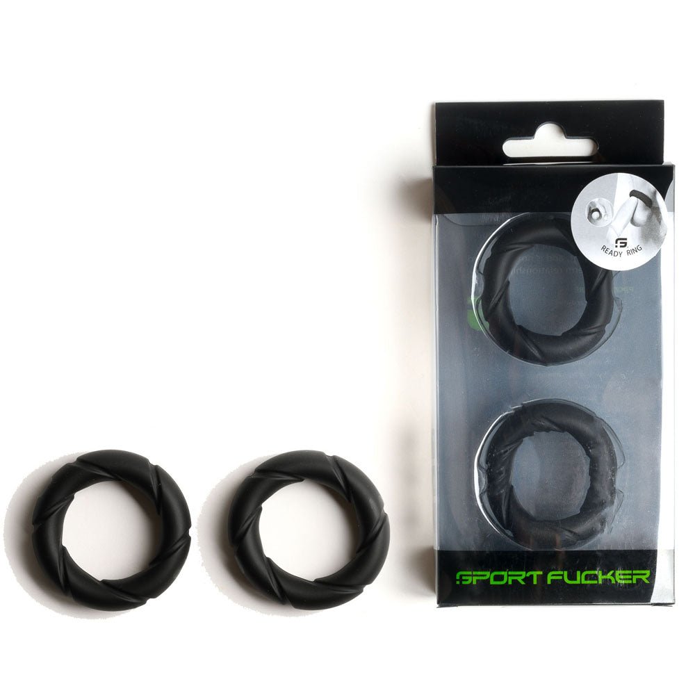 Sport Fucker Ready Rings - Cock Rings - Black - 2 Pack