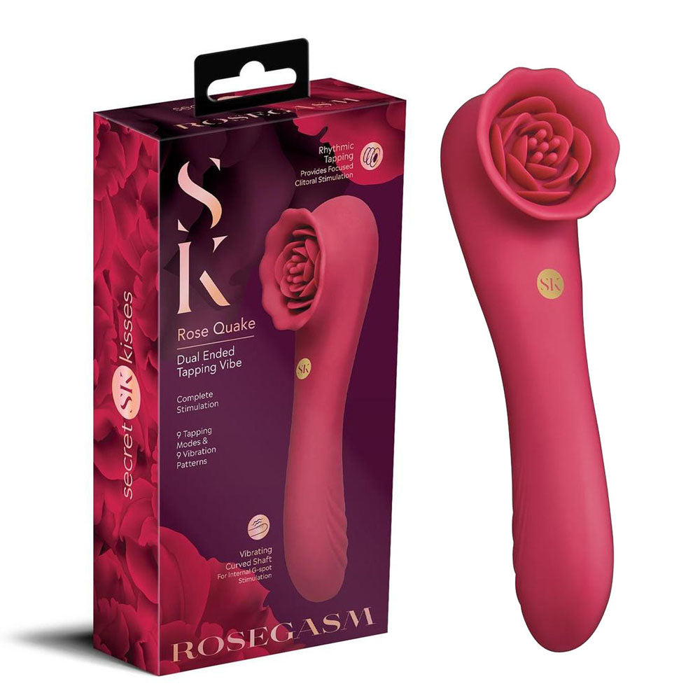 Secret Kisses Rosegasm Rose Quake - Dual Ended Tapping Vibrator - Red