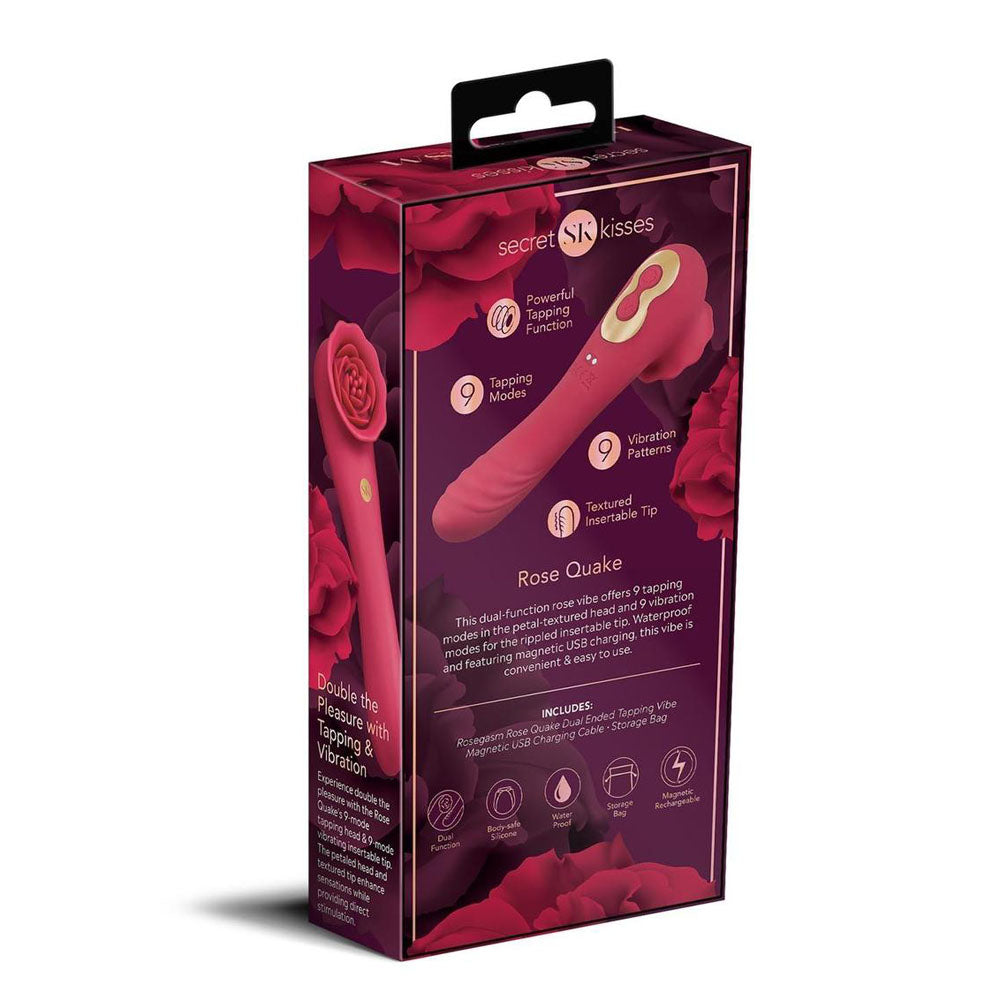 Secret Kisses Rosegasm Rose Quake - Dual Ended Tapping Vibrator - Red