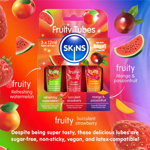 Skins Fruity Tubes - Flavoured Lubricants - 12ml Bottles