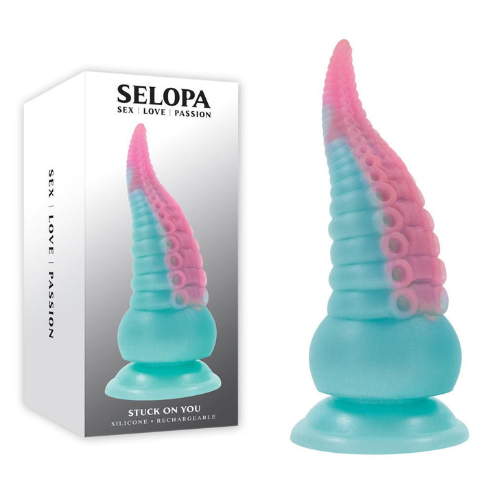 Selopa Stuck On You - Vibrating Tentacle Fantasy Dildo - Blue/Pink