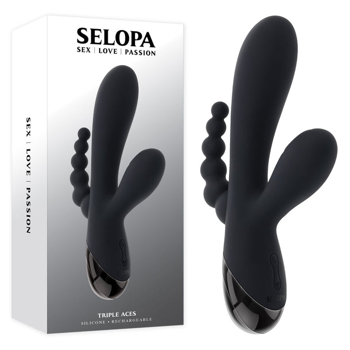 Selopa Triple Aces Triple Stimulator Vibrator - Black
