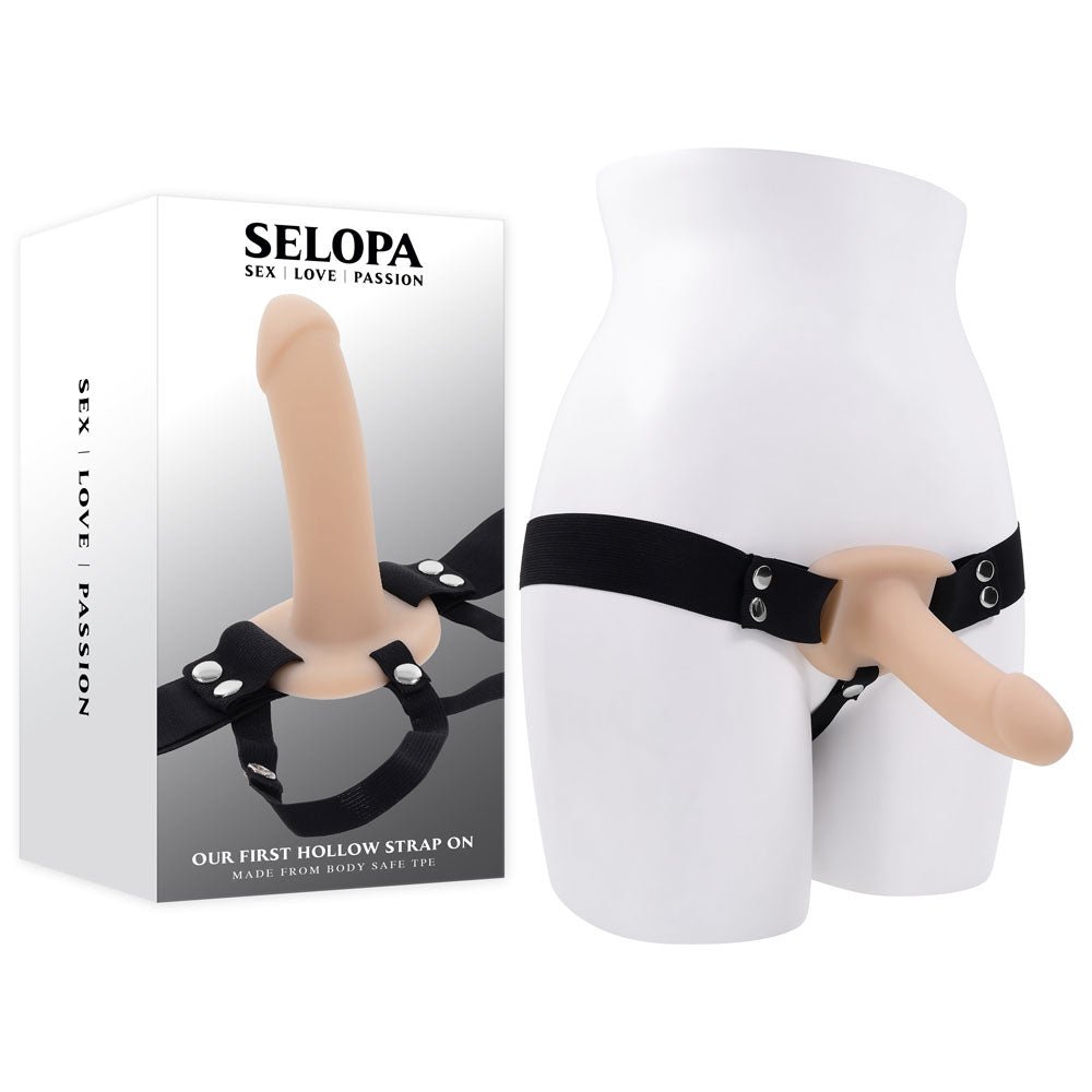 Selopa Our First 7 Inch  Hollow Strap-On Dildo - Flesh