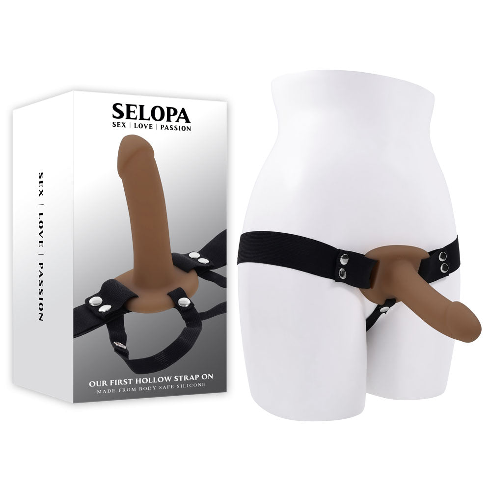 Selopa Our First 7 Inch Hollow Strap Dildo - Brown