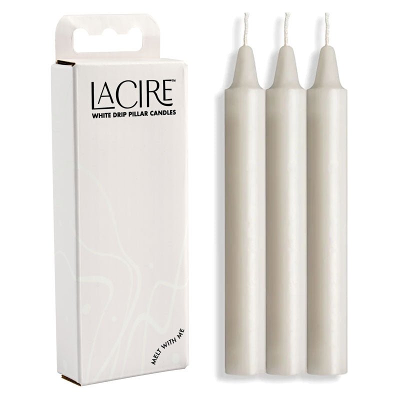 LaCire Drip Pillar Candles - White