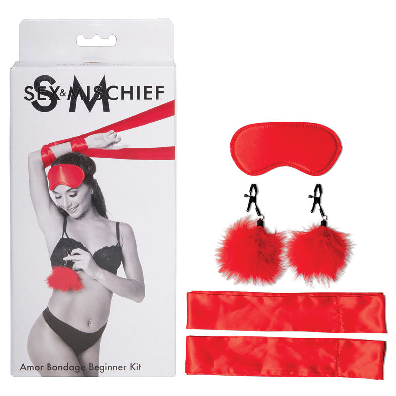 Sex & Mischief Amor Bondage Beginner Kit - Red - 5 Piece Set