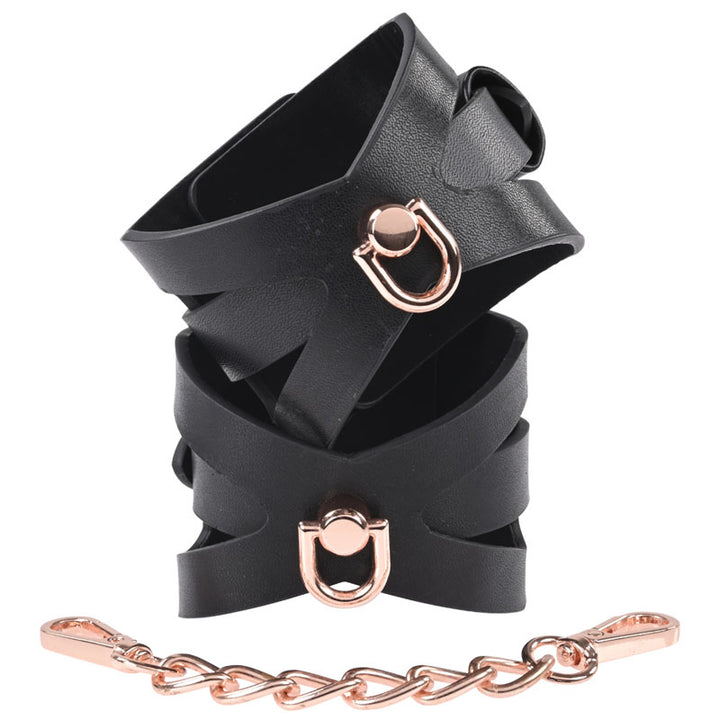 Sex & Mischief Brat Handcuffs - Rose Gold/Black