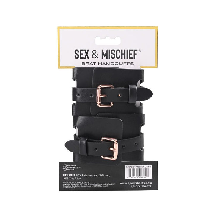 Sex & Mischief Brat Handcuffs - Rose Gold/Black